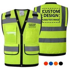 Visindark Blue Reflective Safety Vest With 9 Pockets - High Visibility Work Vest For Men & Women - View #13
