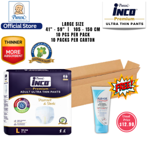 INCO Premium Adult Ultra Thin Pants (L) 10s (Pull Up) x 10 Packs (Carton Sale)