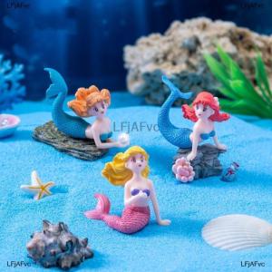 [COD] LFjAFvc 4Pcs Kawaii Reef Mermaid Doll Fish Tank Aquarium Decorations Ornaments Home Decor Cute Cake Topper Toy Gift DIY Decoration