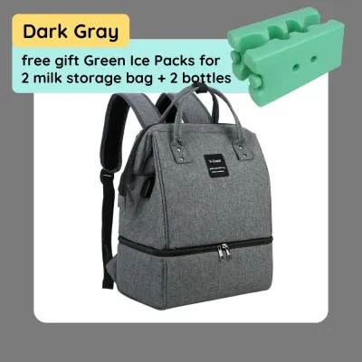 [Free 2x Ice Packs] V-Coool Insulated Cooler Bag Backpack Mummy Bag For Breastmilk Baby Food Waterproof Large Capacity Diaper Bag Double Deck Breast Pump Accessories Breast Milk Keep Fresh Cold For Working Traveling Outing Daycare by 8miles 3423