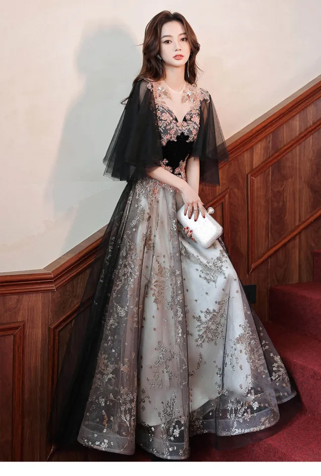 Evening Dress For Women Black Blink Blink 3D Embellishments 2025 Elegant  Formal Event High End Fairy Luxury Wedding Dinner Party Dress Ball Gown For  Bride Ninang Wedding | Lazada PH