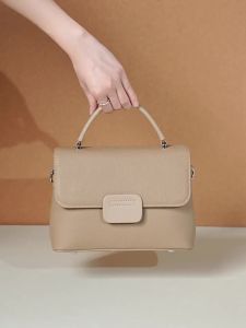 Túi xách nữ da bò lớp đầu đeo vai/đeo chéo phong cách đơn giản thời trang kiểu dáng vỏ sò cổ điển. 2 Dây đeo vai dung tích lớn da mềm
