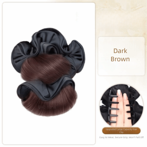 SIERWU พร้อมยางรัดผม คลิปหนีบผมแบบบัน ฟูฟ่อง วัสดุสังเคราะห์ แฮร์พีซ ใหม่ ดำ คลิปผมวิก ผู้หญิง