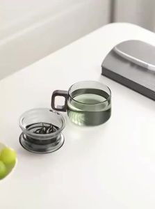 FCBUZHUO    Tea Infuser Glass Mug with Lid Heat Resistant