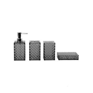 Set of 4 Modern Bathroom Storage Transparent Diamonds Grids Containers Space Saving Organizers for Shower Sink Essential