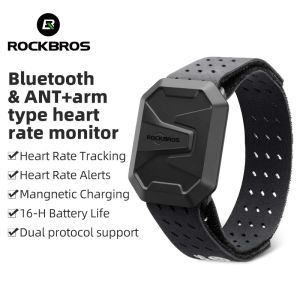 ROCKBROS Running Cycling Arm Heart Rate Belt Dual Mode IPX67 Sports Chest Rate Monitor Healthy ANT+ Bluetooth Strava Magenet Charging Smart Long Battery Life Chest Rate Belt