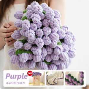 GiftDeal Crochet Rose Flower Bouquet Blanket Valentines Day Galentines Day Birthday Gift for Mom Wife Girlfriend