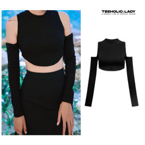 Áo yếm croptop tay dài hở vai hai bên cotton nữ tính gợi cảm