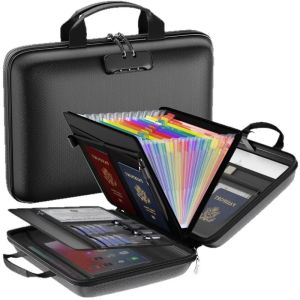 Fireproof Portable Safe Document Box With Color Labels / Waterproof Portable Handheld File Bag With Safe Lock