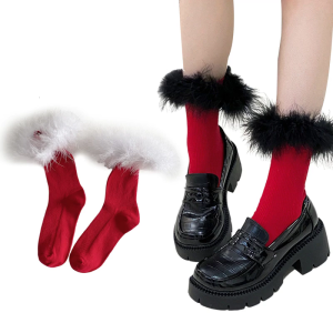 Phụ nữ lông còng tất kiểu vận động viên công chúa mắt cá chân tất cổ cao frilly mắt cá chân tất kiểu vận động viên bông Vớ qua mắt cá chân tất ống dài trung bình