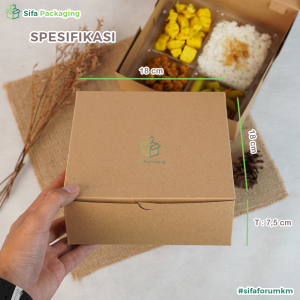 [25 PCS] Dus Nasi 18x18 Kraft Laminasi Bahan 310 GSM Kotak Nasi Katering Paper Lunch Box Dus Bolu Kue
