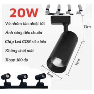 Bộ 3 Đèn Rọi Ray Ống Bơ Dài + 1 Thanh Ray 1m Trang Trí Shop Tiết Kiệm Điện RỌI Dài 10W/20W/30w (Trắng - Vàng - 4000k)