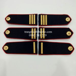 Cầu vai bảo vệ nền xanh đen sao đồng viền đỏ (1 cặp)