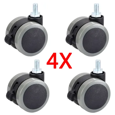 4 Pieces 2 inch 8mm Screw Universal Mute Furniture Wheels Casters 50mm Swivel Castor Home Furniture Replacement Wheel Roller with Brake and Rubber Protection