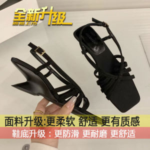 [Free Shipping] Open-toe high-heeled Roman sandals for women suitable for pairing with skirts 2026 new summer style square-toed thin-strap wedge sandals for outdoor wear