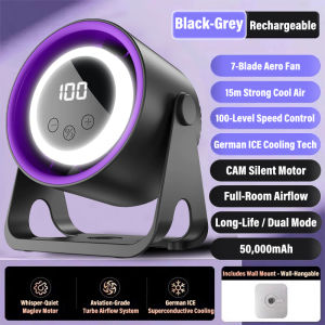 《Ready stock🇲🇾》90° Adjustable Angle Quite Desk Fan High-Speed 100 Speed Cooling Fan with LED Display