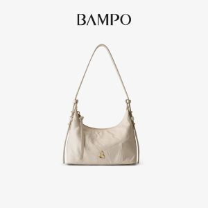 BAMPO Banpo Golden Yuanbao HOBO bag made of top-grain cowhide leather 2026 New textured soft leather crossbody bag