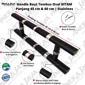 Handle Pintu Rumah Baut Tembus Panjang 60 cm & 45 cm Warna Hitam Stainless