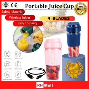 4 Blades Wireless Portable Fruit Blender Juicer Milk Shake Shaker Cup Style Blender