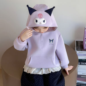 Christmas gifts Halloween Sanrio Kuromi Girl Tops Children Spring Fall Hooded Long Sleeves Pullover Kawaii Anime Cartoon Fashion New Fashion Hot Clothing