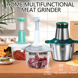 3L Electric Meat Grinder Stainless Steel Chopper Food Processor Manual Meat Grinder Hand Multi-function Meat Blender Food Mixer 300W Multifunction Kitchen Tool