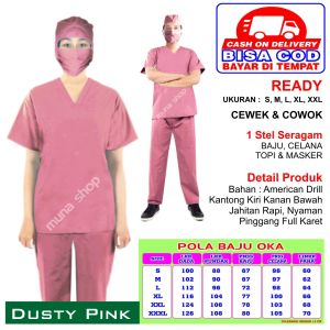 Seragam Jaga Ok Lengan Pendek / Scrub Medis / Baju OK / Seragam Perawat / Bahan Amarican Drill