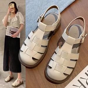 2025 Summer New Thick-Heeled Sandals For Women Korean Style Comfortable Rhinestone Patent Leather Soft Sole Open-Toe Fish-Mouth High Heels