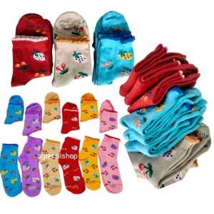 (promo) per 3 dan 6 pasang  kaos kaki anak perempuan motif strobery  umur 5 -10 tahun /kaos kaki anak cewek termurah/kaos kaki gambar strobery random
