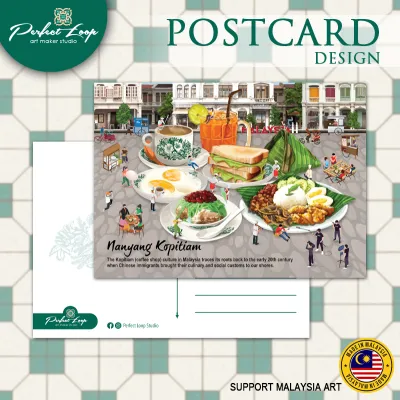 Postcard Design Asian Unique Traditional Food in Miniature Drawing Concept (BUY 10 FREE 1)