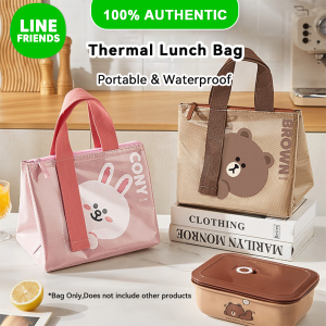 LINE FRIENDS BROWN PVC Aluminum Foil Lunch Bag with 3-Layer Insulation for Students Regalo LFB128