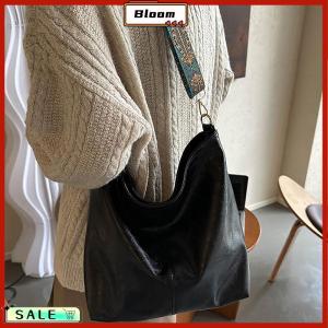 Follow Get New[Bloom Z] Vintage Solid Color Women Fashion Shoulder Sling Bag High-Capacity Simple Wide Strap Bucket Crossbody Bag