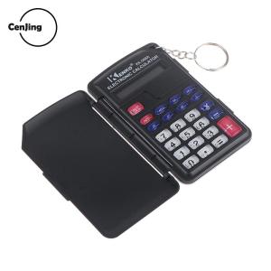 💖【Special price】💖Cjing คริสตัลใสกุญแจปาล์มพลิกเครื่องคิดเลขกระเป๋ามินินักเรียนแบบพกพา
