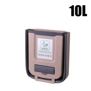 Wall Mounted Slim Collapsible Trash Can 10L Plastic Hanging Waste Bin Trash Bag Holder For Kitchen Bathroom Indoor Use2026