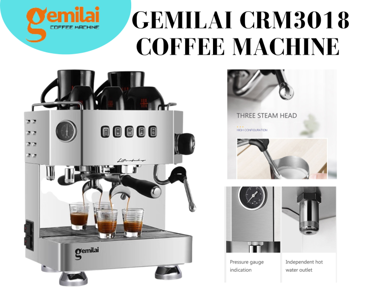 Commercial Italian Coffee Machine Gemilai CRM3018 Semi-automatic Double ...