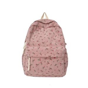 Sinh viên cặp đi học Ba lô nhung kẻ dung tích lớn máy tính xách tay daypacks in hoa Ba lô Nhật Bản phong cách preppy Túi