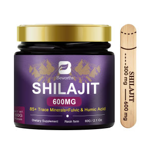 BEWORTHS Pure Himalayan Organic Shilajit Resin 600mg with 85+ Trace Minerals & Fulvic Acid for Energy Support Boost Metabolism Immune Strengthen