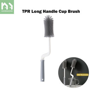Homenhome 1pcs ขวดซิลิโคนนุ่มแปรงทำความสะอาดห้องครัวแปรงด้ามยาว