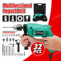 REAIM Impact Drill Electric Power Tools 32pcs Set barina drill set hammer drill bit with case 1100W. 