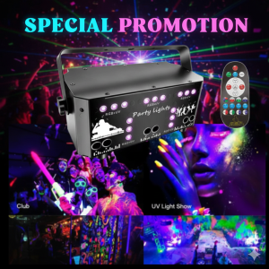 [SG Stock] 21-Eye DJ Party Light RGB Laser Projector 64 Patterns + UV Stage Effect Sound Activated Disco Light for Home Club Bar