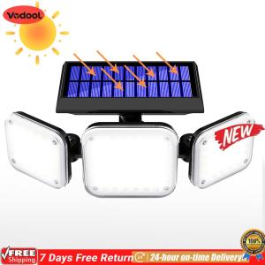 [Vodool Flagship Store] 112 LED Motion Sensor Outdoor Lights IP65 Waterproof 3 Heads Flood Light 6000-6500K 300LM for Exterior Outside Garage House