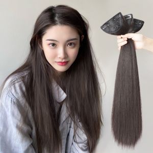 FEELING WELL 3pcs Invisible Womens Long Hair Wig Synthetic Artificial Straight Hair Extensions Fashion Hair Pads Seamless Wig Patch Increase Hair Volume
