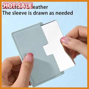 🔥🔥🔥dingdaocunz Portable Mini Unbreakable Makeup Mirror Shatterproof Pocket Cosmetic Mirror PU Leather Stainless Steel Card