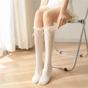 Knitted Leg Warmers Bow Winter Warm Calf Sleeves Harajuku Elastic Cotton Leg Cover