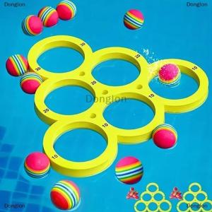 [COD] Donglon 1Pc Floating Table With 10 Balls Floating Toy Ring Throwing Game Water Floating Pool Game Toy EVA Throwing Circle