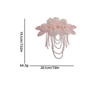 MODERNLUX 1Pc Detachable Flower Patch Beaded Decoration Tassel Embroidery Patch Fashion Crystal Chiffon DIY Sewing Decals