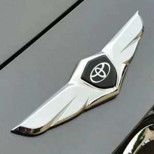 【Toyota】Emblem Logo Metal Toyota Stainless Steel Car Logo Eetal Badge Car Front Cover Car Hood Metal Ornaments Angel Wings Stickers Car Decoration car accessories Car Emblem Metal