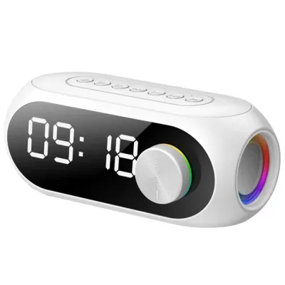 JIJIA FM Radio Alarm Clock Radio 360° Surround Sound With LED Light Wireless Mini Woofers Portable Multifunctional Bluetooth Speakers Home Use