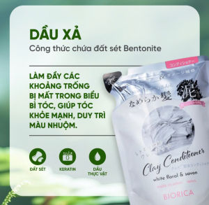 DẦU GỘI XẢ ĐẤT SÉT BIORICA SẠCH BÃ NHỜN PHỤC HỒI HƯ TỔN (TÚI 360ML)