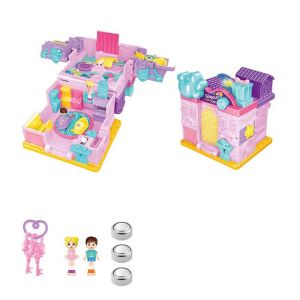 MIA สร้างสรรค์ ของเล่นจำลองบ้านเล่น 3D ขยายได้ ของเล่นปราสาทเจ้าหญิงจำลอง เกมการศึกษาที่สนุกสนาน แบบโต้ตอบ บ้านตุ๊กตาพร้อมเฟอร์นิเจอร์ ของขวัญวันเกิดเด็ก