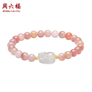ZHOU LIU FU 周六福18K Gold Pixiu Bracelet Hand String chalcedony bracelet Stretch Bracelet 17CM C1914600/C1914603